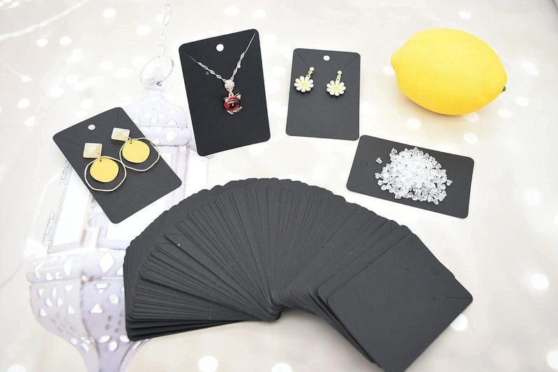 Twavang Black Earring Display Cards with 100Pcs Earring Holder Cards, 200 Pcs Ear Backs and 100Pcs Jewelry Packaging Bag for Earrings Necklace Jewelry Display (3.5" x 2.3" Inches) - Image 4
